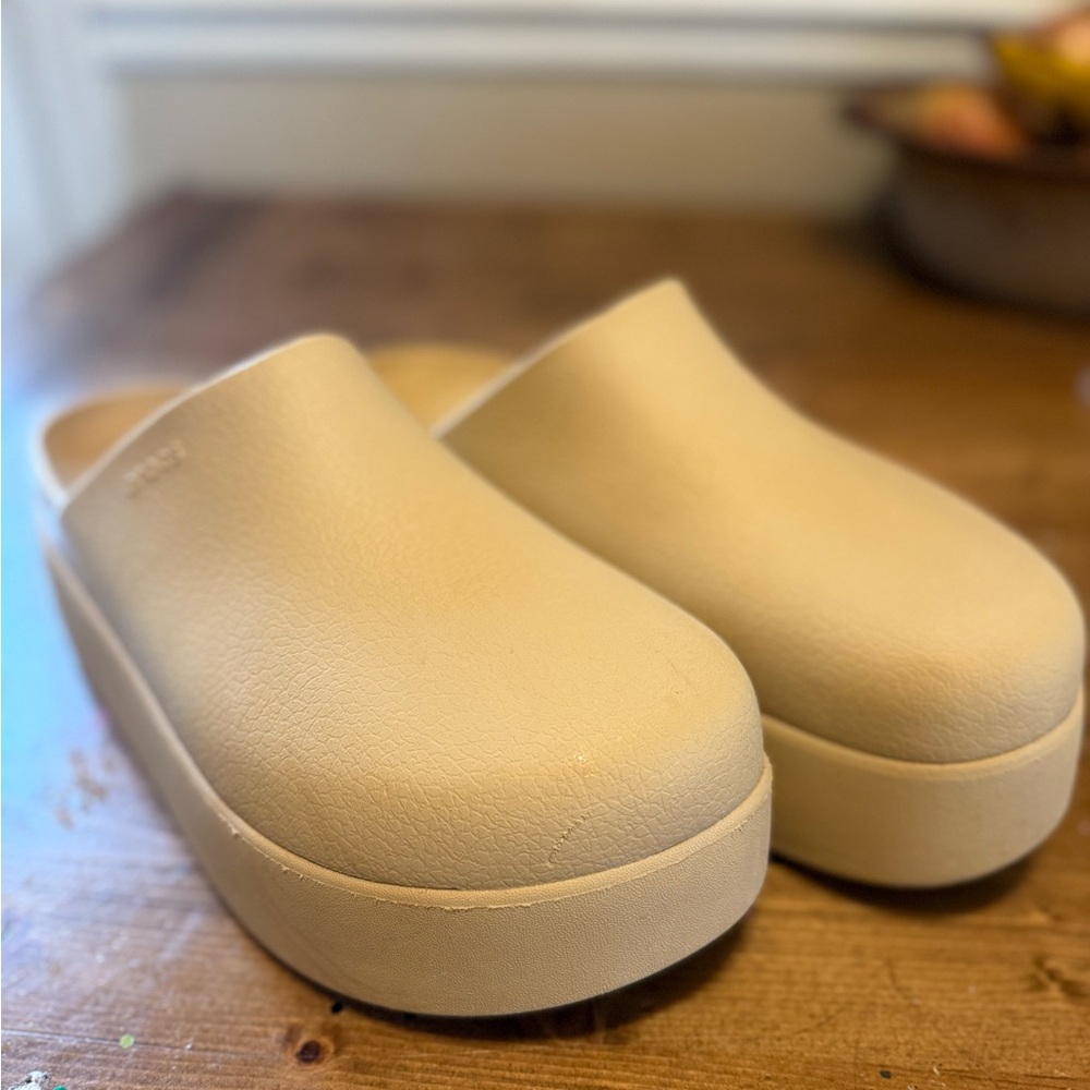 Crocs Beige Platform Clogs